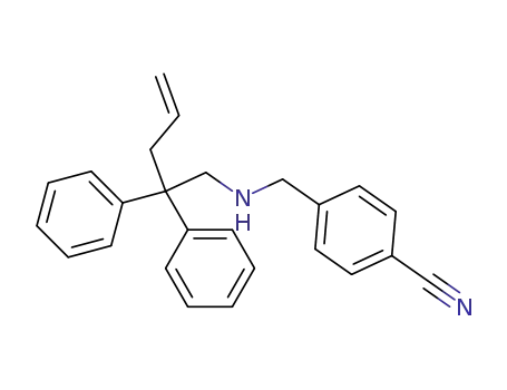 Molecular Structure of 846576-87-2 (Benzonitrile, 4-[[(2,2-diphenyl-4-pentenyl)amino]methyl]-)