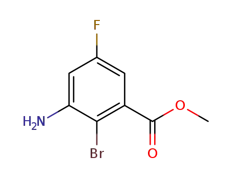 Molecular Structure of 1342063-52-8 (methyl 3-amino-2-bromo-5-fluorobenzoate)