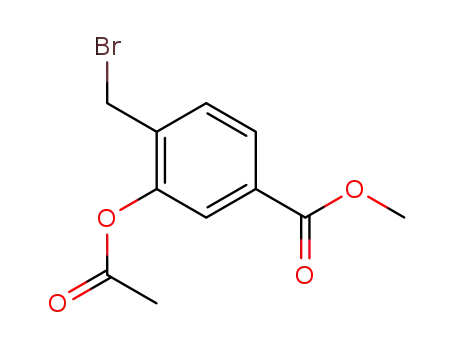 Molecular Structure of 220504-68-7 (Benzoic acid, 3-(acetyloxy)-4-(bromomethyl)-, methyl ester)