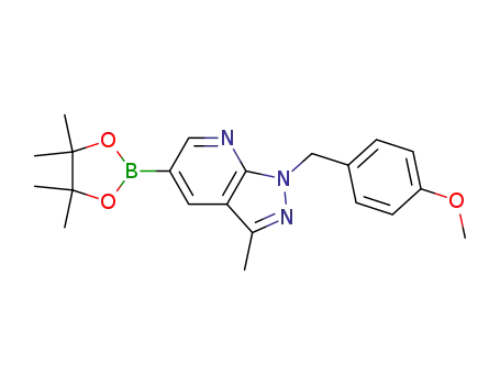 Molecular Structure of 1111638-43-7 (1-(4-methoxybenzyl)-3-methyl-5-(4,4,5,5-tetramethyl-1,3,2-dioxaborolan-2-yl)-1H-pyrazolo[3,4-b]pyridine)