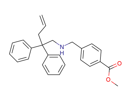 Molecular Structure of 846576-89-4 (Benzoic acid, 4-[[(2,2-diphenyl-4-pentenyl)amino]methyl]-, methyl ester)