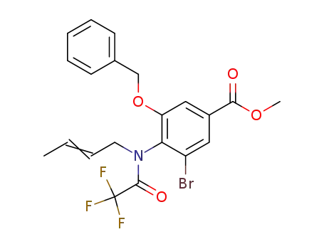 Benzoic acid,
3-bromo-4-[2-butenyl(trifluoroacetyl)amino]-5-(phenylmethoxy)-, methyl
ester