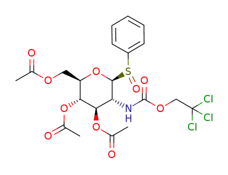 Molecular Structure of 1138123-66-6 (phenyl 3,4,6-tri-O-acetyl-2-deoxy-1-thio-2-(2,2,2-trichloroethoxycarbonylamino)-β-D-glucopyranoside S-oxide)