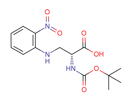 Molecular Structure of 209223-32-5 ((2R)-2-[(tert-Butoxy)carbonylaMino]-3-[(2-nitrophenyl)aMino]propanoic acid)