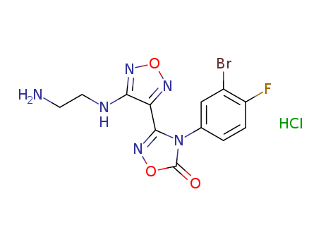 1,2,4-Oxadiazol-5(4H)-one, 3-[4-[(2-aminoethyl)amino]-1,2,5-oxadiazol-3-yl]-4-(3-bromo-4-fluorophenyl)-, hydrochloride (1:1)