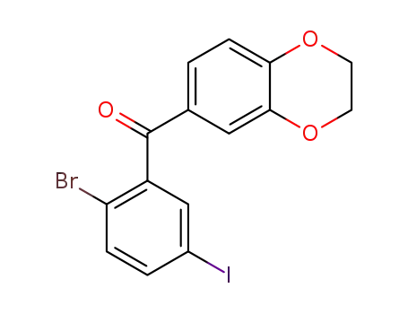 Molecular Structure of 1291094-64-8 ((2-bromo-5-iodophenyl)-(2,3-dihydrobenzo[b][1,4]dioxin-6-yl)methanone)