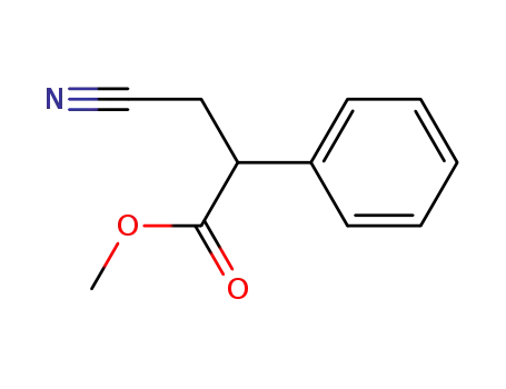 Molecular Structure of 88970-65-4 (β-(carbomethoxy)-β-phenylpropionitrile)