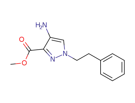 Molecular Structure of 1021498-06-5 (4-amino-1-phenethyl-1H-pyrazole-3-carboxylic acid methyl ester)
