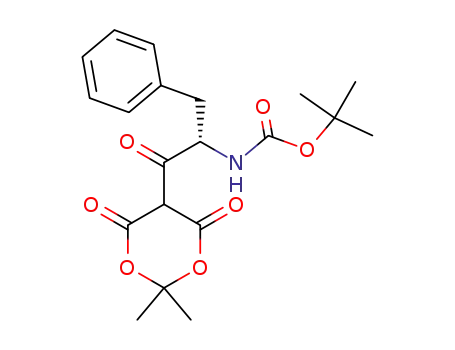 Molecular Structure of 109579-08-0 ((S)-[1-benzyl-2-(2,2-dimethyl-4,6-dioxo-[1,3]dioxan-5-yl)-2-oxo-ethyl]-carbamic acid tert-butyl ester)