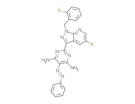 2-[5-fluoro-1-(2-fluorobenzyl)-1H-pyrazolo[3,4-b]pyridin-3-yl]-5-[(E)-phenyldiazenyl]pyrimidine-4,6-diamine