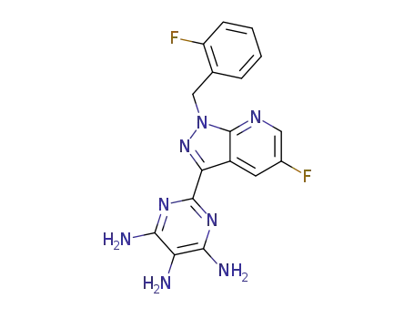 Molecular Structure of 1350653-30-3 (2-[5-fluoro-1-(2-fluorobenzyl)-1H-pyrazolo[3,4-b]pyridin-3-yl]pyrimidine-4,5,6-triamine)