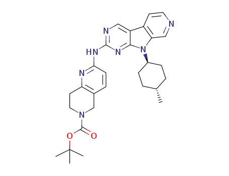 Molecular Structure of 1401034-46-5 (tert-butyl 2-((9-((1r,4r)-4-methylcyclohexyl)-9H-pyrido[4′,3′:4,5]pyrrolo[2,3-d]pyrimidin-2-yl)amino)-7,8-dihydro-1,6-naphthyridine-6(5H)-carboxylate)