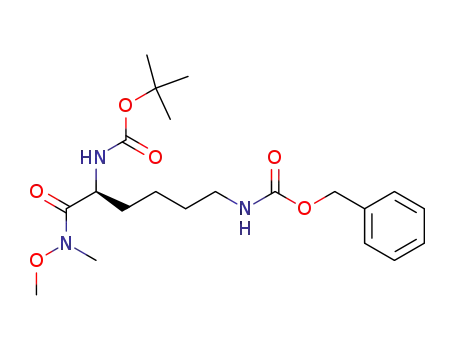 Molecular Structure of 130502-06-6 (Carbamic acid,
[(5S)-5-[[(1,1-dimethylethoxy)carbonyl]amino]-6-(methoxymethylamino)-
6-oxohexyl]-, phenylmethyl ester)