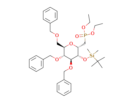 diethyl (((2S,3R,4S,5R,6R)-4,5-bis(benzyloxy)-6-((benzyloxy)methyl)-3-((tert-butyldimethylsilyl)oxy)tetrahydro-2H-pyran-2-yl)methyl)phosphonate