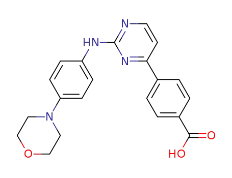 Molecular Structure of 945749-71-3 (4-(2-(4-morpholinophenylamino)pyrimidin-4-yl)benzoic acid)