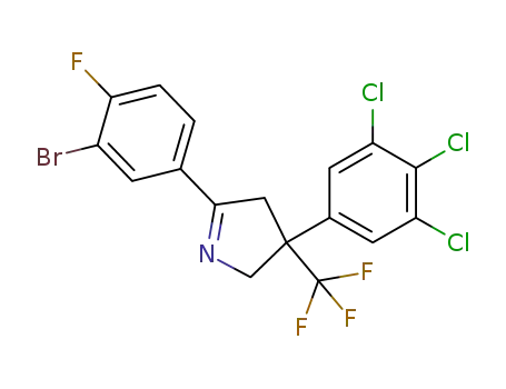 Molecular Structure of 1338926-78-5 (5-(3-bromo-4-fluorophenyl)-3-(3,4,5-trichloro-phenyl)-3-(trifluoromethyl)-3,4-dihydro-2H-pyrrole)