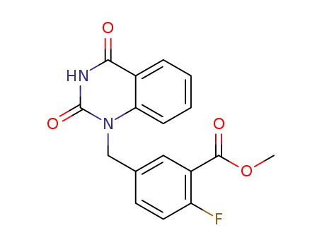 Molecular Structure of 1401681-62-6 (5-((2,4-dioxo-3,4-dihydroquinazolin-1(2Η)-yl)methyl)-2-fluorobenzoic acid methyl ester)