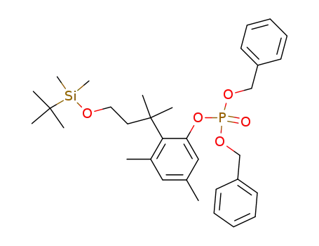 Molecular Structure of 153910-63-5 (dibenzyl (2-(4-((tert-butyldimethylsilyl)oxy)-2-methylbutan-2-yl)-3,5-dimethylphenyl) phosphate)