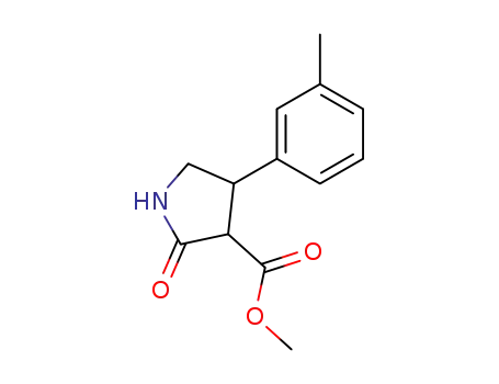 Molecular Structure of 79133-32-7 (methyl 2-oxo-4-(3-methylphenyl)pyrrolidine-3-carboxylate)