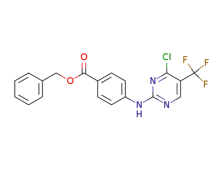 Molecular Structure of 919116-55-5 (Benzoic acid, 4-[[4-chloro-5-(trifluoromethyl)-2-pyrimidinyl]amino]-,
phenylmethyl ester)