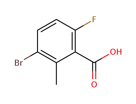Molecular Structure of 1427373-55-4 (3-bromo-6-fluoro-2-methyl-benzoic acid)