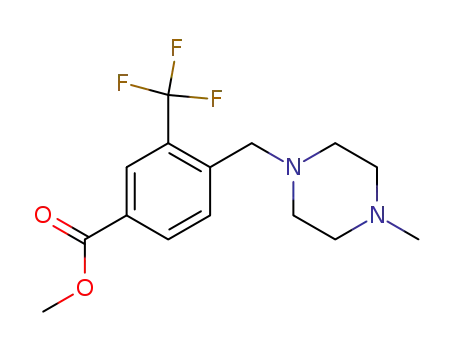 Molecular Structure of 896160-80-8 (Benzoic acid, 4-[(4-methyl-1-piperazinyl)methyl]-3-(trifluoromethyl)-,
methyl ester)