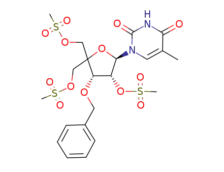 1-(3-O-benzyl-2,5-di-O-methanesulfonyl-4-C-(methanesulfonyloxymethyl)-β-D-erythro-pentofuranosyl)thymine