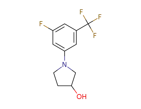 Molecular Structure of 1198181-38-2 (1-[3-fluoro-5-(trifluoromethyl)phenyl]pyrrolidin-3-ol)