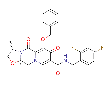 Molecular Structure of 1206103-45-8 ((3S,11aR)-N-[(2,4-difluorophenyl)methyl]-3-methyl-5,7-dioxo-6-[(phenylmethyl)oxy]-2,3,5,7,11,11a-hexahydro[1,3]oxazolo[3,2-a]pyrido[1,2-d]pyrazine-8-carboxamide)