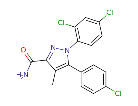 Molecular Structure of 614726-85-1 (1H-Pyrazole-3-carboxamide,
5-(4-chlorophenyl)-1-(2,4-dichlorophenyl)-4-methyl-)