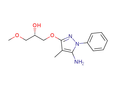 Molecular Structure of 1414571-12-2 ((S)-1-(5-amino-4-methyl-1-phenyl-1H-pyrazol-3-yloxy)-3-methoxypropan-2-ol)