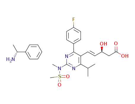 (4E)-5-{4-(4-fluorophenyl)-6-isopropyl-2-(N-methyl-N-methylsulfonylamino)pyrimidin-5-yl}-(3S)-3-hydroxy-4-pentenoic acid R-(+)-α-methylbenzylamine salt