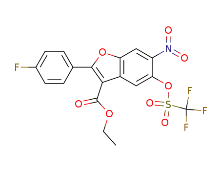 Molecular Structure of 691857-51-9 (ethyl 2-(4-fluorophenyl)-6-nitro-5-(trifluoromethylsulfonyloxy)benzofuran-3-carboxylate)