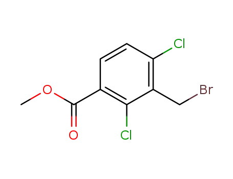 Molecular Structure of 120100-50-7 (Benzoic acid, 3-(bromomethyl)-2,4-dichloro-, methyl ester)