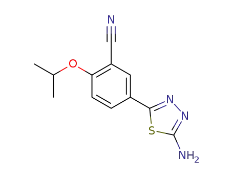 Molecular Structure of 1258440-55-9 (5-(5-amino-1,3,4-thiadiazol-2-yl)-2-[(1-methylethyl)oxy]benzonitrile)