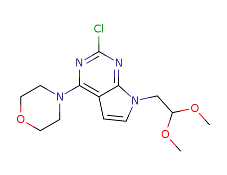Molecular Structure of 1202885-77-5 (2-chloro-7-(2,2-dimethoxyethyl)-4-morpholin-4-yl-7H-pyrrolo[2,3-d]pyrimidine)