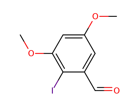 Molecular Structure of 71202-01-2 (Benzaldehyde, 2-iodo-3,5-dimethoxy-)