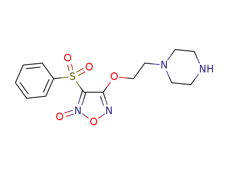 Molecular Structure of 1245575-37-4 (3-(phenylsulfonyl)-4-(2-(piperazin-1-yl)ethoxy)-1,2,5-oxadiazole-2-oxide)