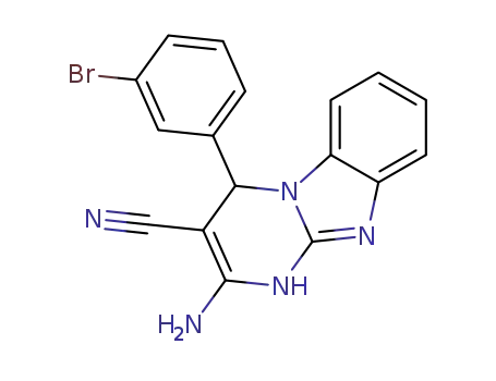 Molecular Structure of 933194-36-6 (2-amino-4-(3-bromophenyl)-1,4-dihydrobenzo[4,5]imidazolo[1,2-a]pyrimidine-3-carbonitrile)
