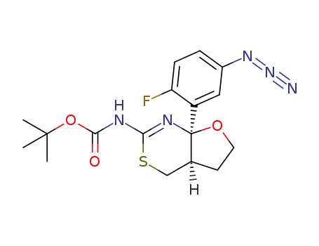 tert-butyl ((4aR,7aR)-7a-(5-azido-2-fluorophenyl)-4a,5,6,7a-tetrahydro-4H-furo[2,3-d][1,3]thiazin-2-yl)carbamate