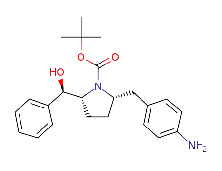 Molecular Structure of 1190391-85-5 ((2S,5R)-tert-butyl 2-(4-aminobenzyl)-5-((R)-hydroxy(phenyl)methyl)pyrrolidine-1-carboxylate)