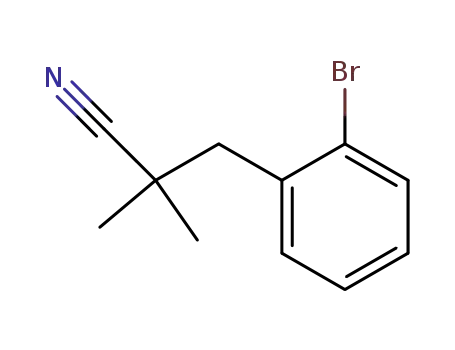 Molecular Structure of 321985-22-2 (3-(2-bromophenyl)-2,2-dimethylpropanenitrile)
