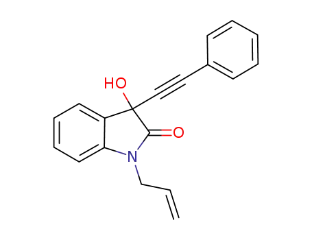 Molecular Structure of 1172590-91-8 (1-allyl-3-hydroxy-3-(phenylethynyl)indolin-2-one)