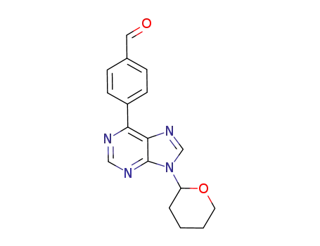 Molecular Structure of 885594-52-5 (Benzaldehyde, 4-[9-(tetrahydro-2H-pyran-2-yl)-9H-purin-6-yl]-)