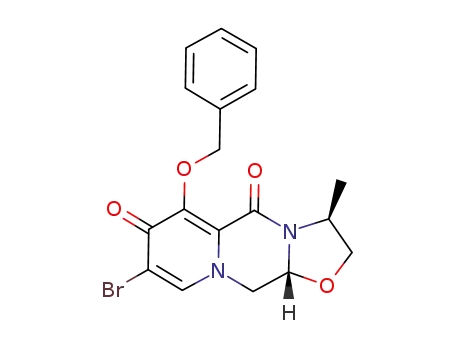 Molecular Structure of 1206103-44-7 ((3S,11 aR)-8-bromo-3-methyl-6-[(phenyl-methyl)oxy]-2,3,11,11a-tetrahydro[1,3]oxazolo[3,2-a] pyrido[1,2-d]pyrazine-5,7-dione)