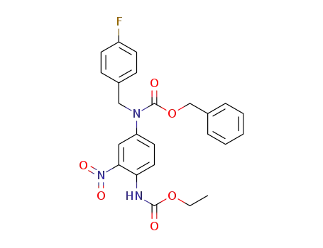 Molecular Structure of 1449372-53-5 (benzyl (4-((ethoxycarbonyl)amino)-3-nitrophenyl)(4-fluorobenzyl)carbamate)