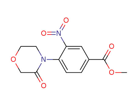 Molecular Structure of 864296-47-9 (4-(3-oxo-morpholin-4-yl)-3-nitro-benzoic acid methyl ester)