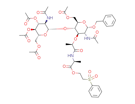 (S)-2-{(R)-2-[(2R,3S,4R,5R,6S)-2-Acetoxymethyl-5-acetylamino-6-benzyloxy-3-((2S,3R,4R,5S,6R)-4,5-diacetoxy-6-acetoxymethyl-3-acetylamino-tetrahydro-pyran-2-yloxy)-tetrahydro-pyran-4-yloxy]-propionylamino}-propionic acid 2-benzenesulfonyl-ethyl ester