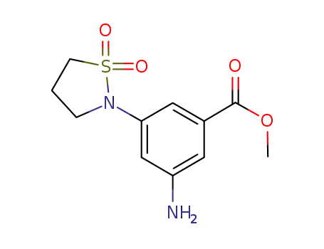Molecular Structure of 632626-90-5 (Benzoic acid, 3-amino-5-(1,1-dioxido-2-isothiazolidinyl)-, methyl ester)