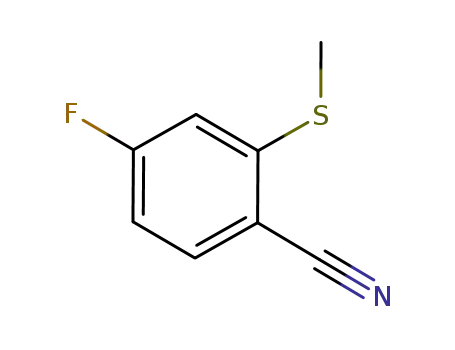Molecular Structure of 410545-57-2 (Benzonitrile, 4-fluoro-2-(methylthio)-)